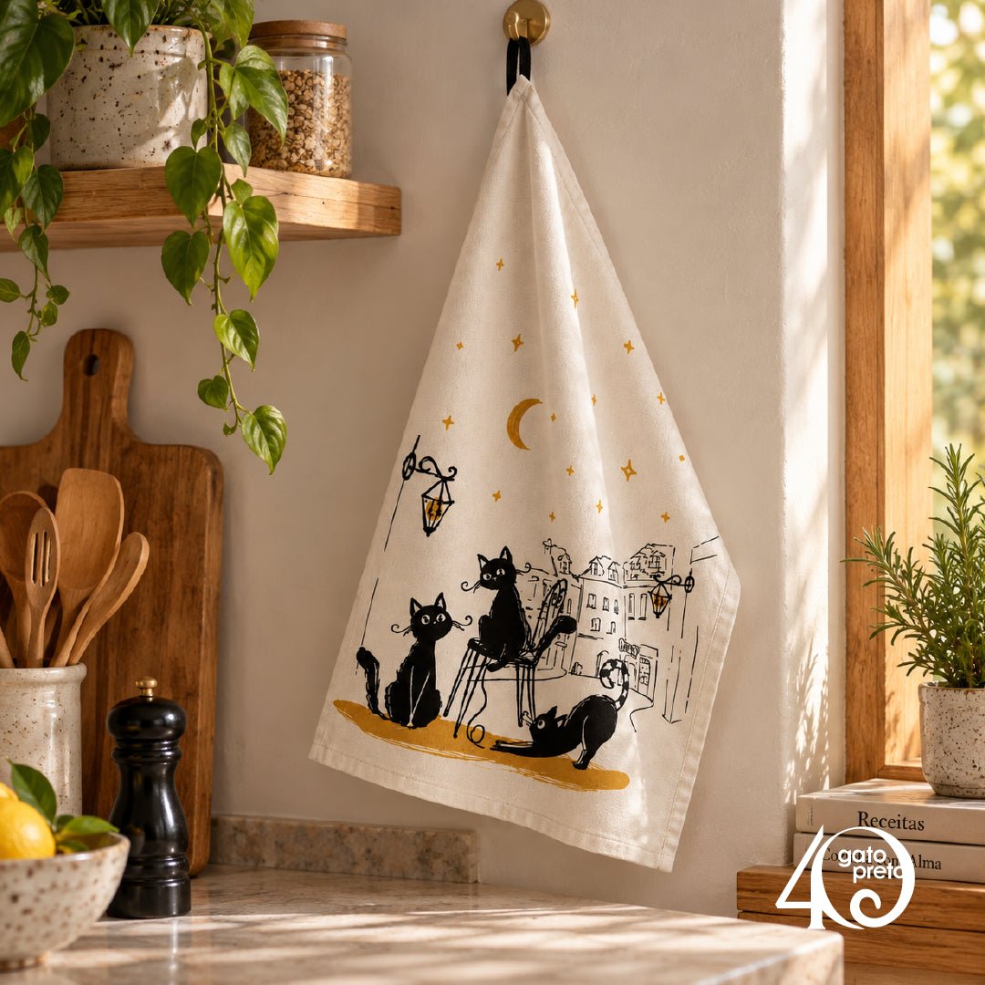 Pano Cozinha Gatos 45x60 CAT CREW - Gato Preto