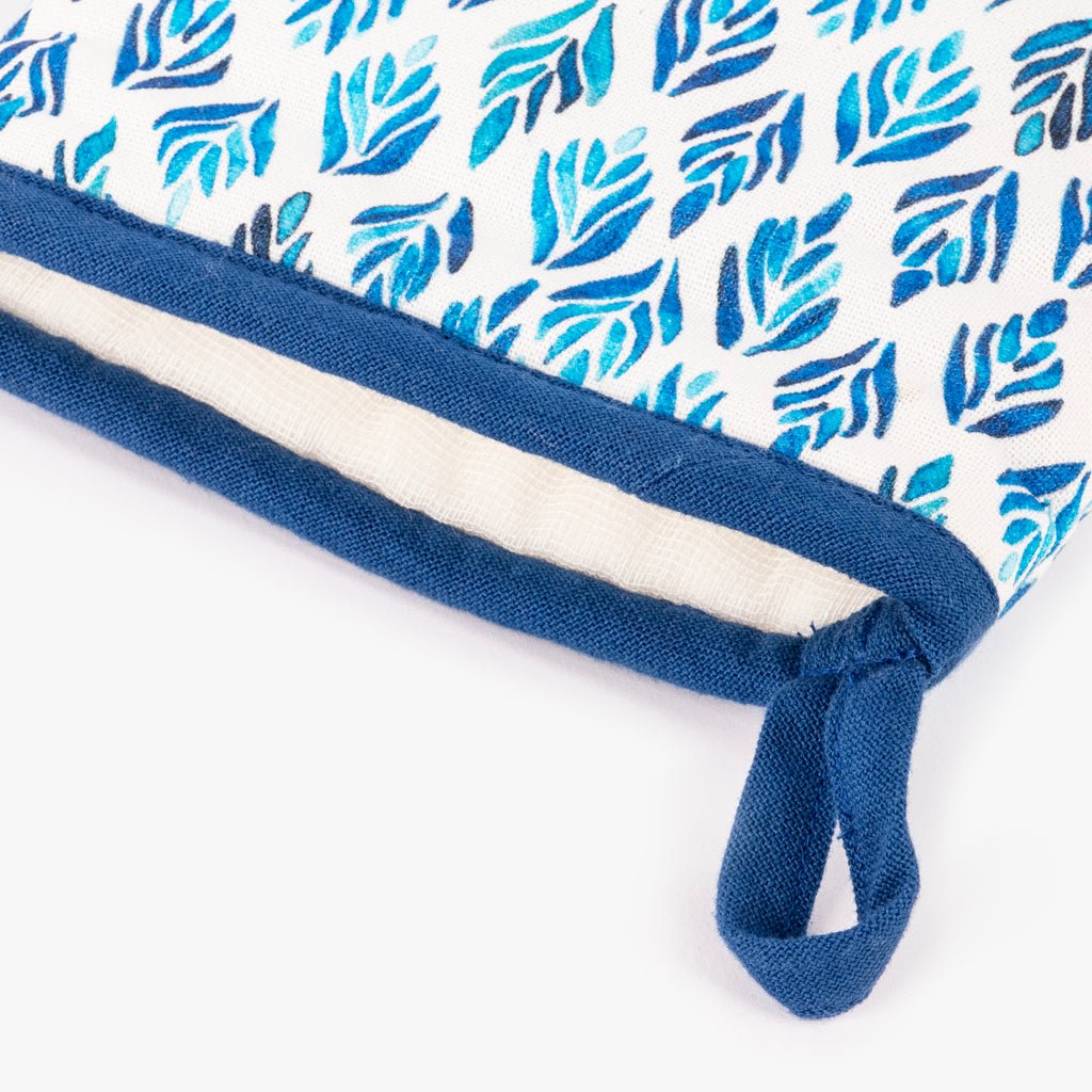 Pega Luva Algodão Branco com Folhas Azuis BLUE BIRD - Gato Preto