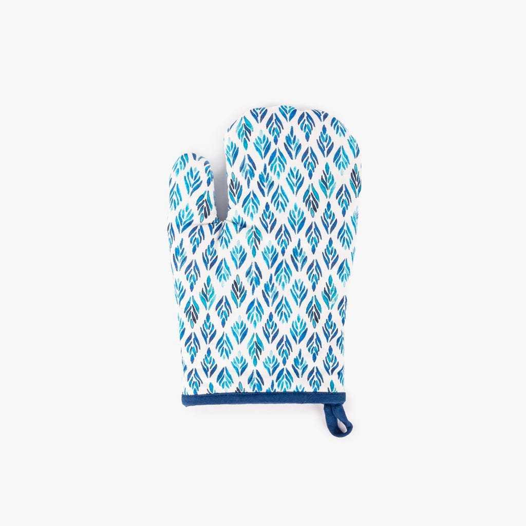 Pega Luva Algodão Branco com Folhas Azuis BLUE BIRD - Gato Preto