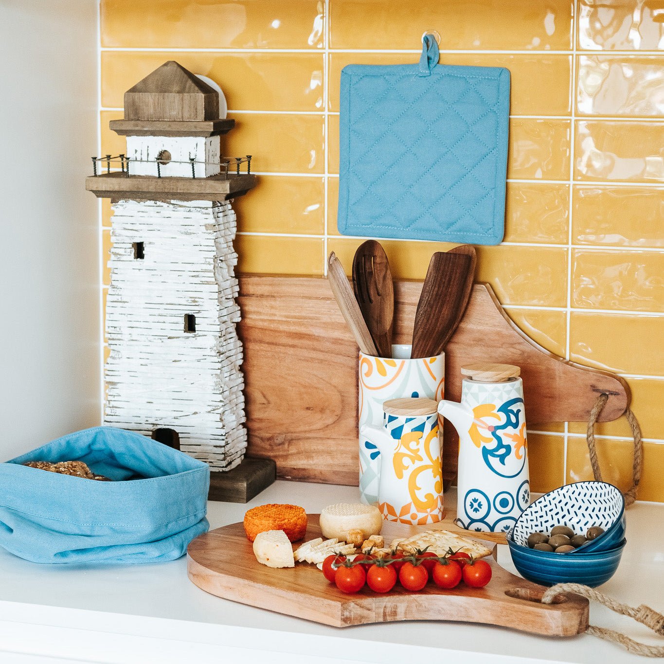 Pega Quadrada em Algodão Azul 4EVERYDAY - Gato Preto