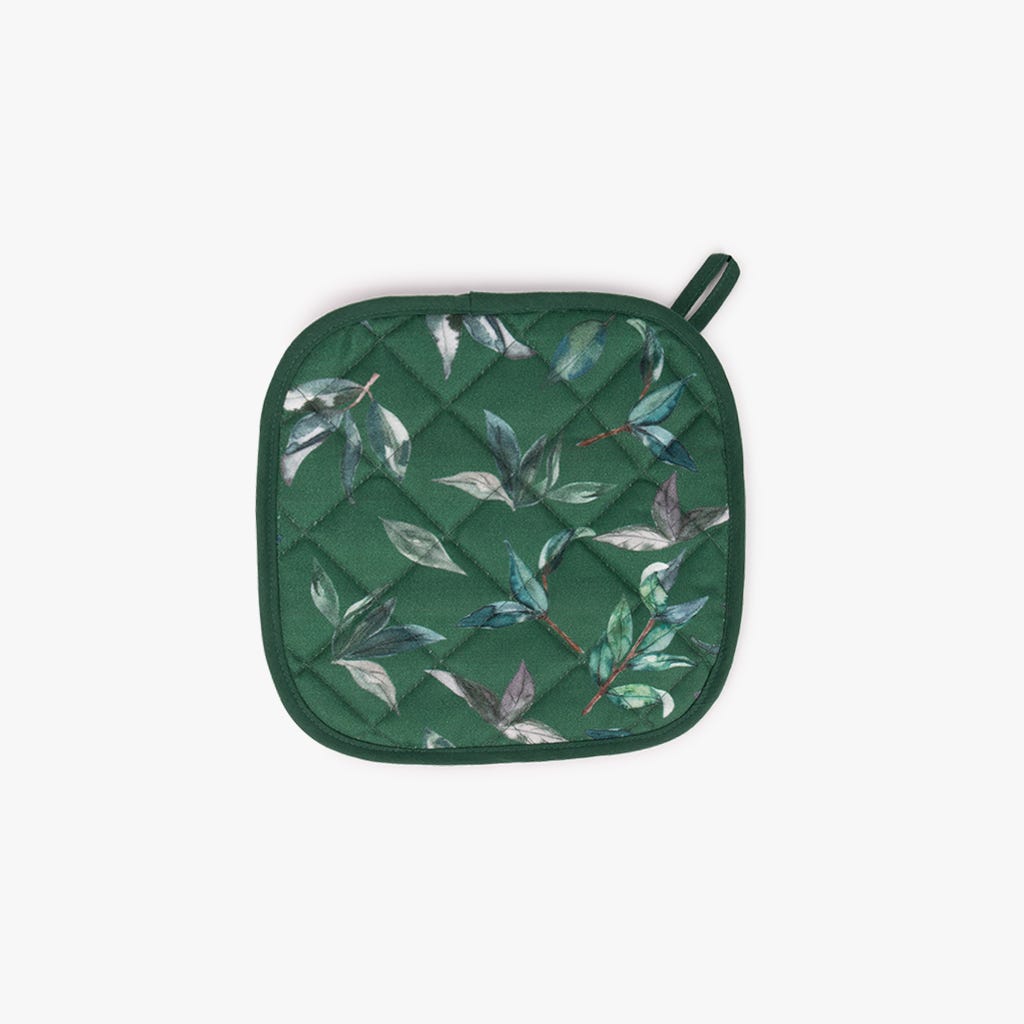 Pega Quadrada em Algodão Folhas Verde CELEBRATION - Gato Preto