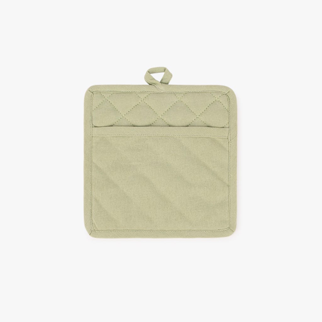 Pega Quadrada em Algodão Verde Claro 4EVERYDAY - Gato Preto