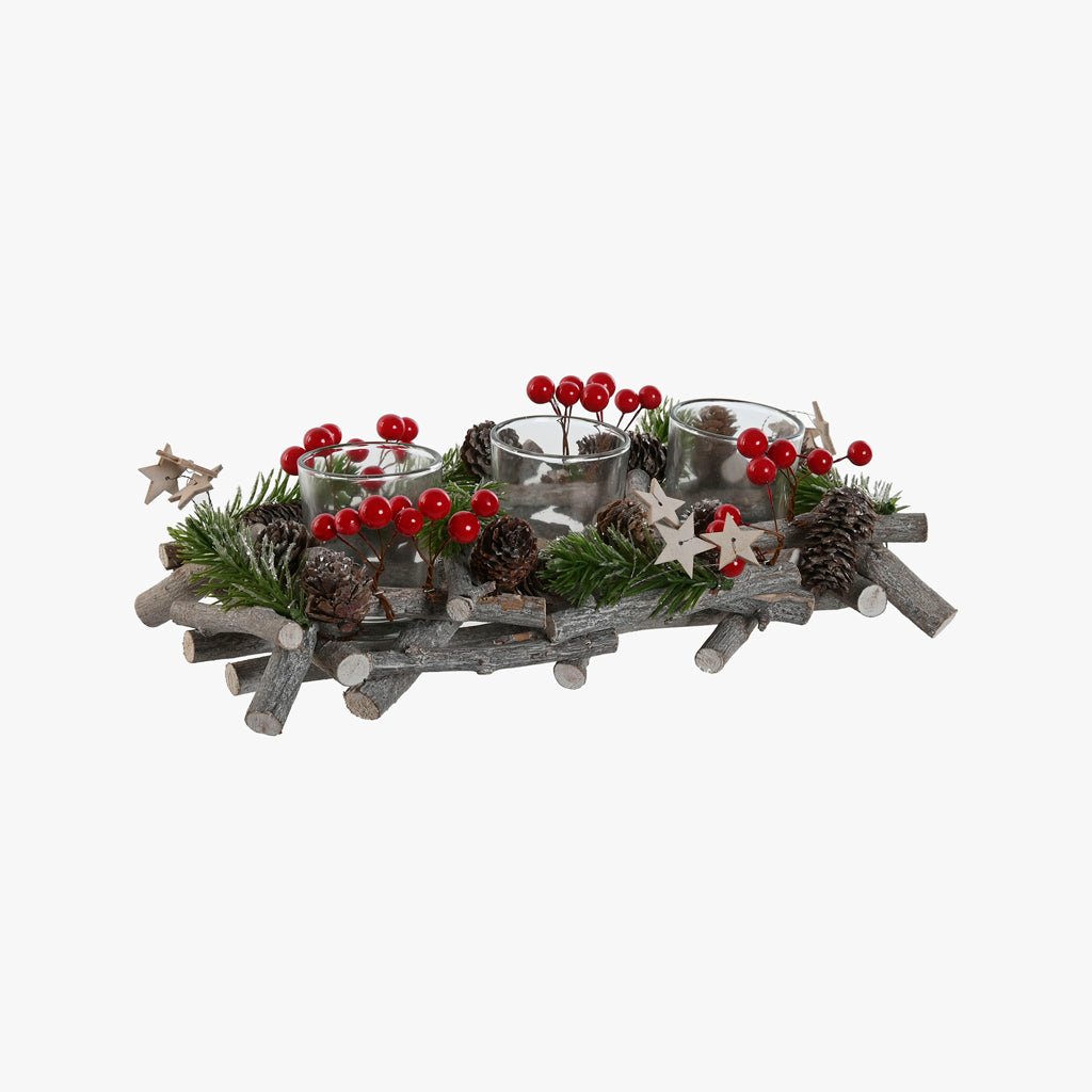 Porta Velas Azevinho 30cm ALPINE - Gato Preto