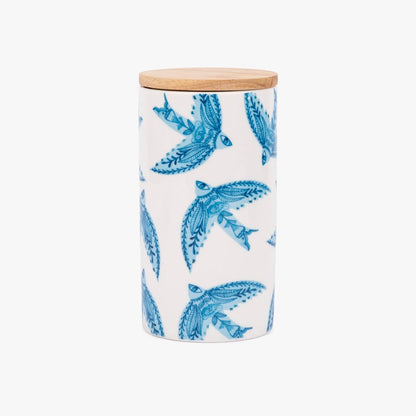 Pote com tampa de Bambu BLUE BIRD - Gato Preto