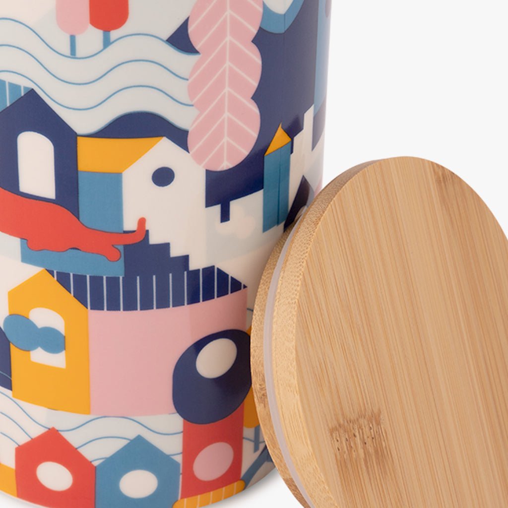 Pote com tampa de Bambu CAT IN THE CITY - Gato Preto