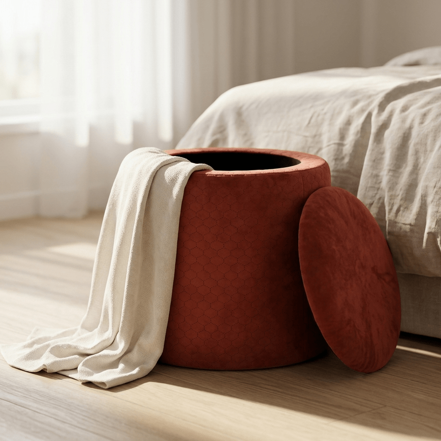 Pouf Tijolo de Veludo com padrão e arrumação LUCENA - Gato Preto