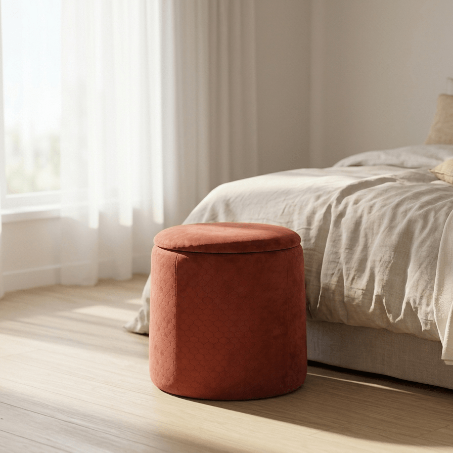 Pouf Tijolo de Veludo com padrão e arrumação LUCENA - Gato Preto