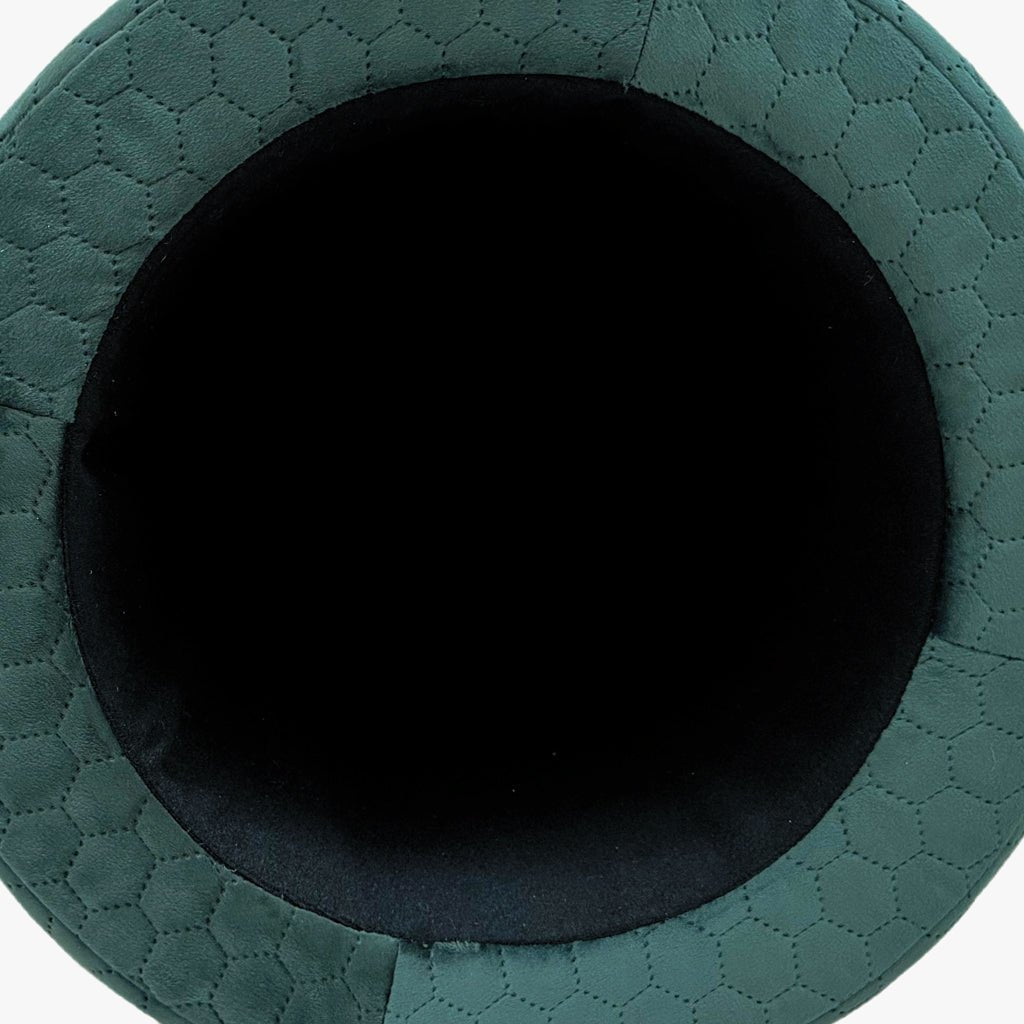 Pouf Verde Esmeralda de Veludo com padrão e arrumação LUCENA - Gato Preto
