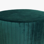 Pouf Verde Esmeralda de Veludo com Riscas em Dourado ANDRIA - Gato Preto