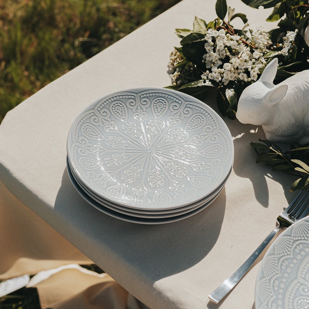 Prato de Sobremesa Mandalas Azul AURORA - Gato Preto