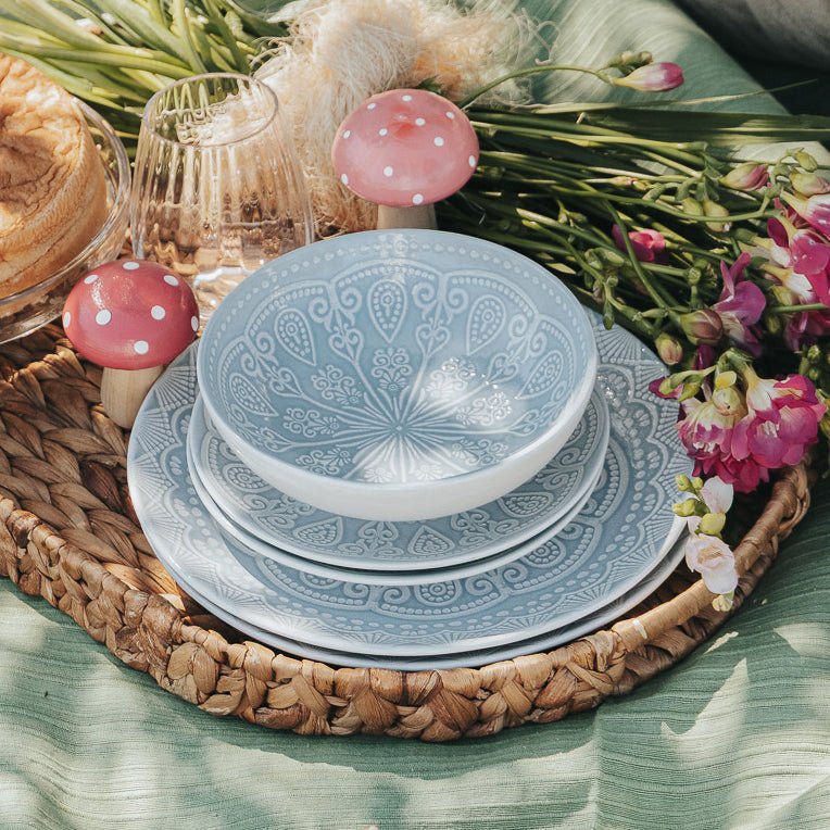 Prato de Sopa Mandalas Azul AURORA - Gato Preto