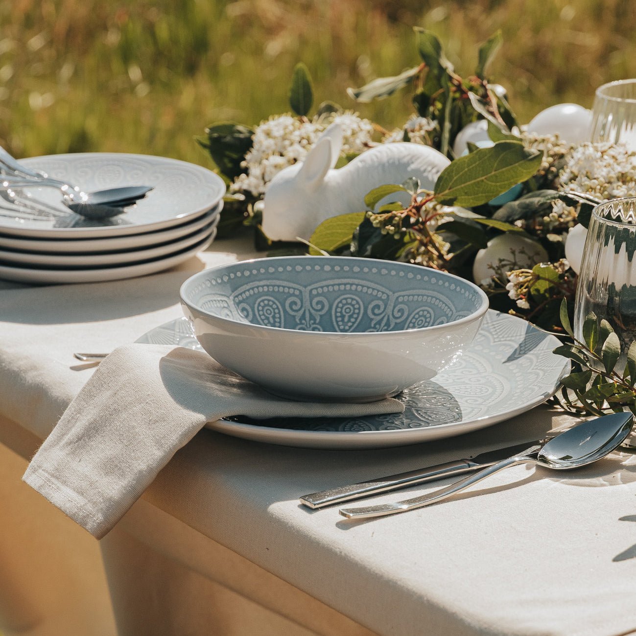 Prato de Sopa Mandalas Azul AURORA - Gato Preto