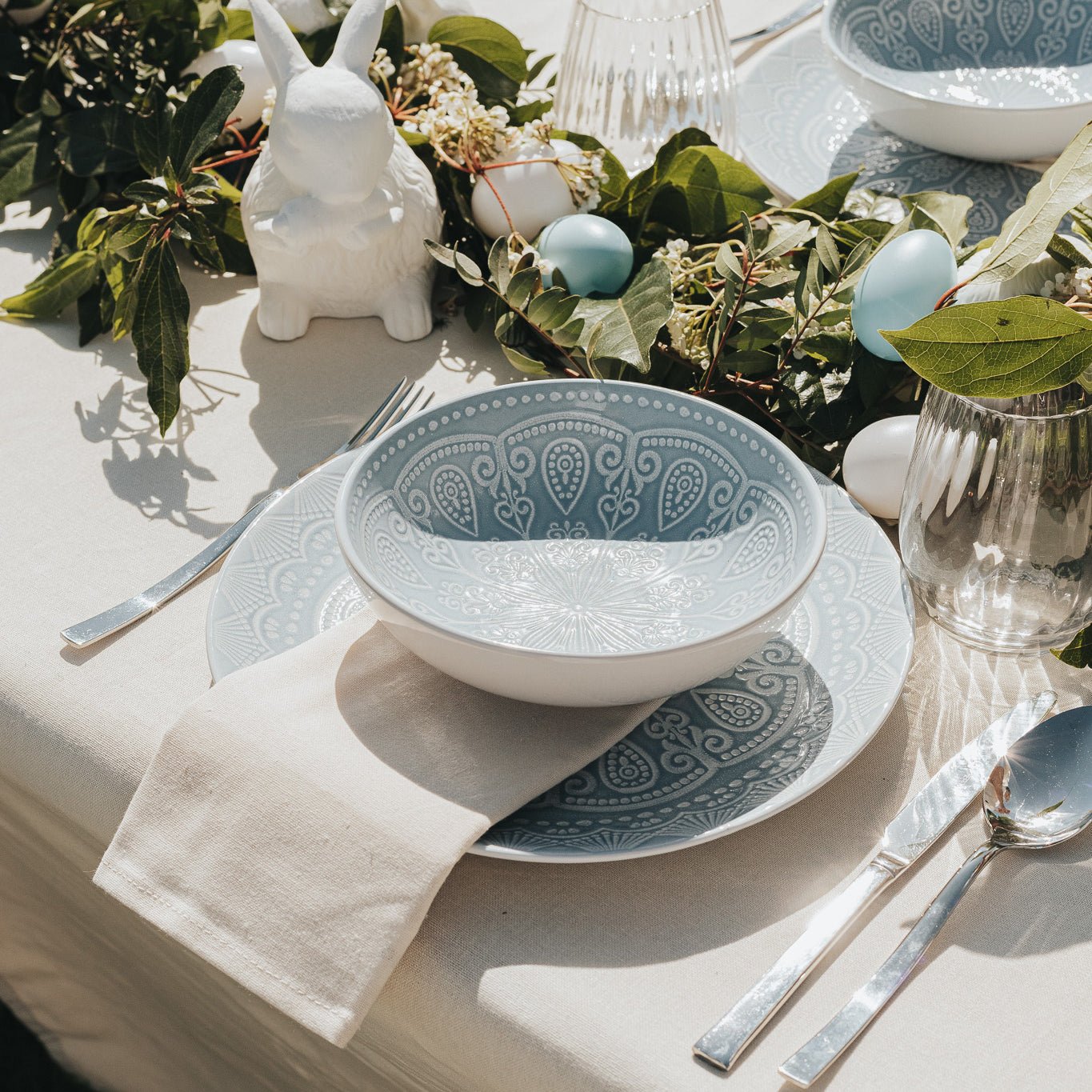 Prato de Sopa Mandalas Azul AURORA - Gato Preto