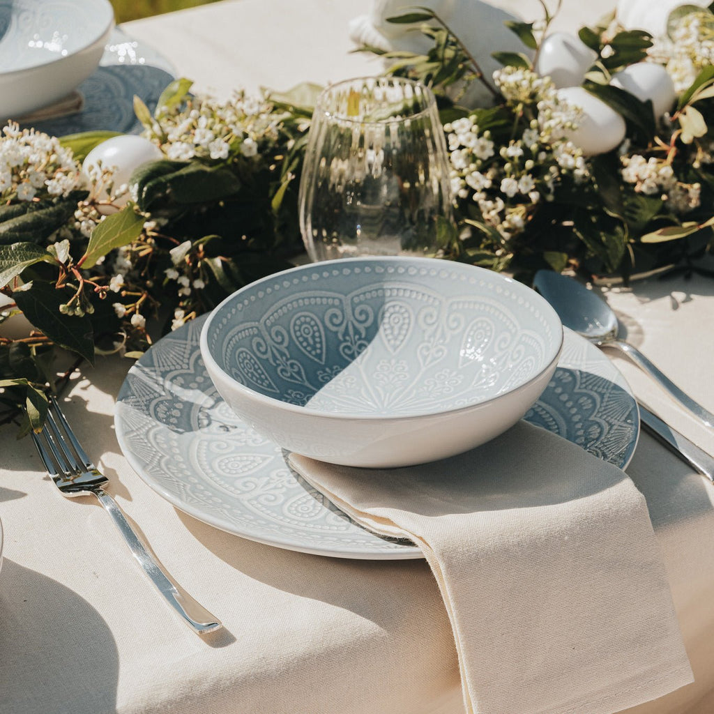 Prato Raso Mandalas Azul AURORA - Gato Preto