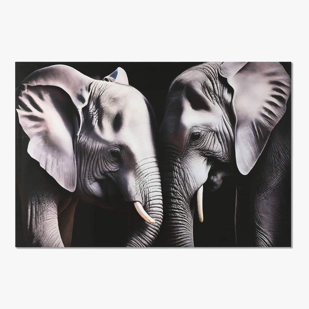 Quadro Vidro Elefantes 150x100 - Gato Preto