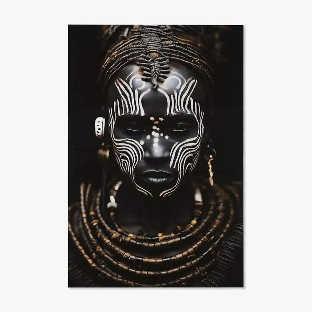 Quadro Vidro Indigena 100x150 - Gato Preto