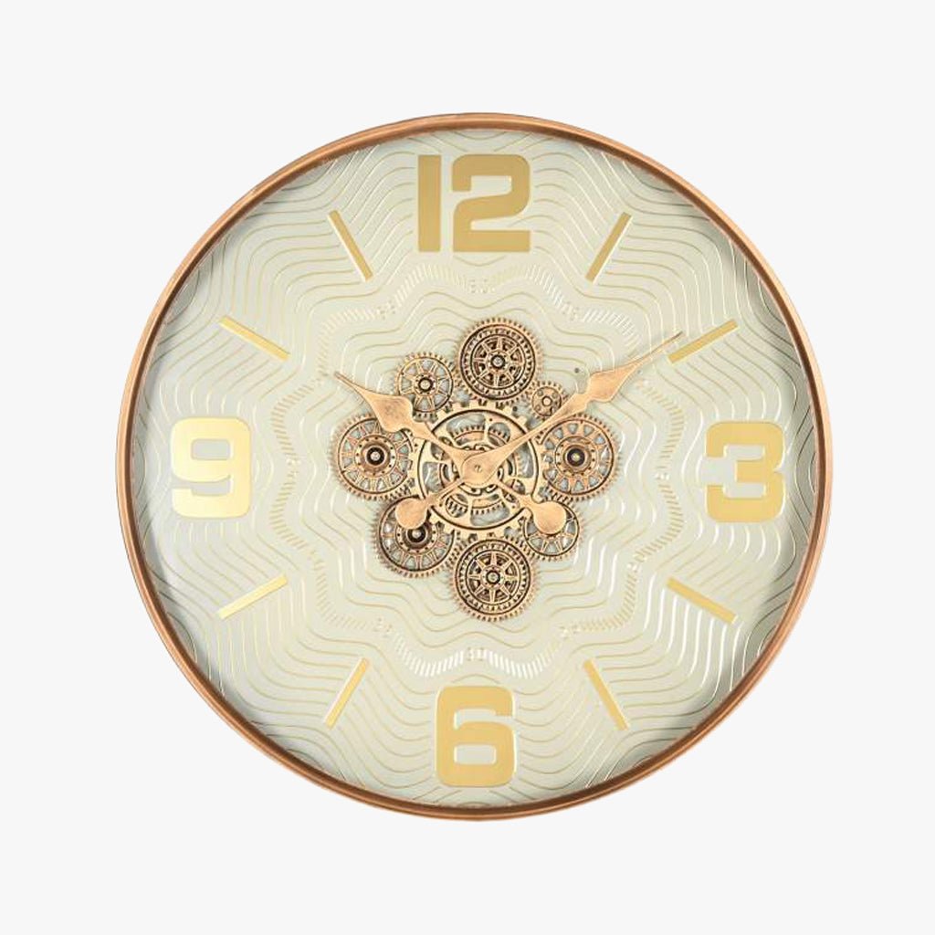 Relogio Bege e Dourado 60x8x60 - Gato Preto