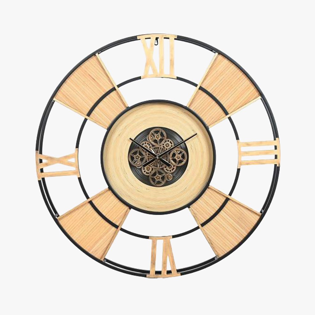 Relogio Metal Rattan 100x9x100 - Gato Preto