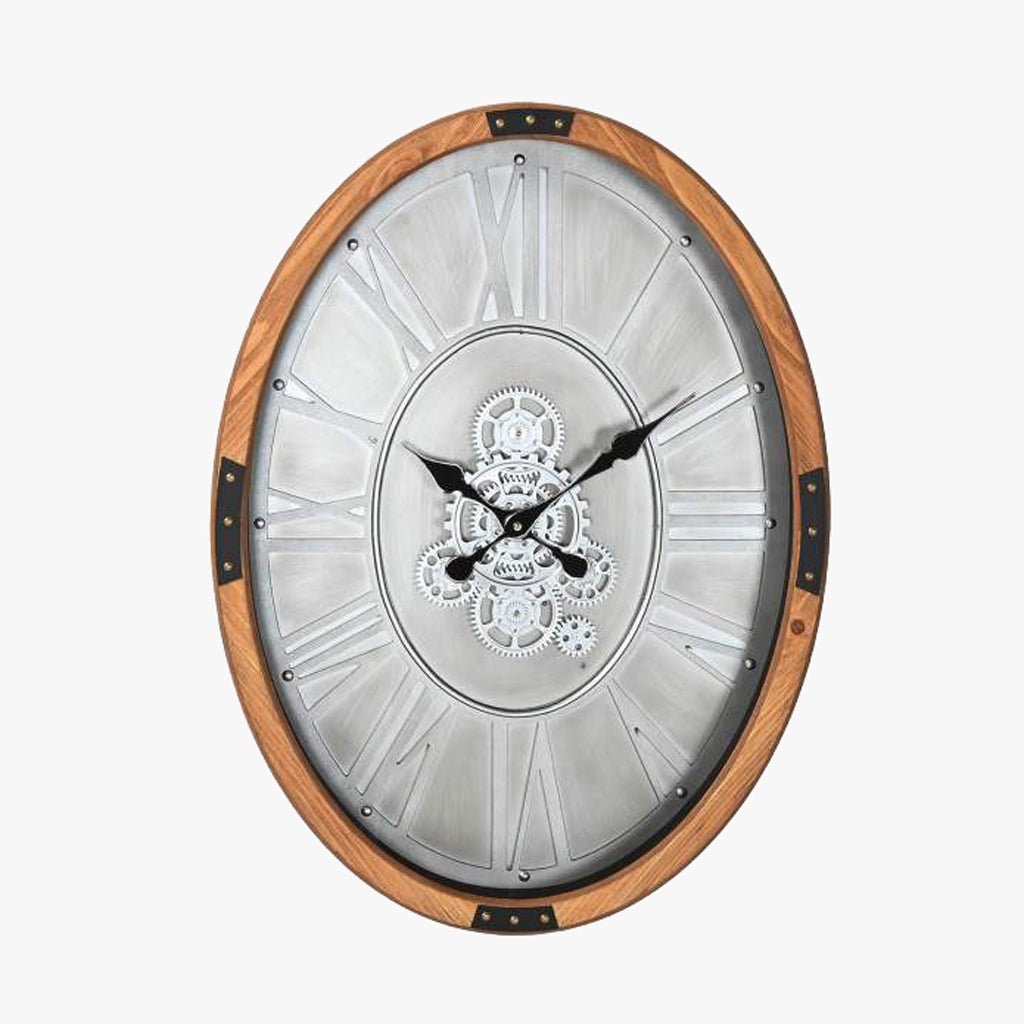 Relogio Oval Pinho 50x8x68 - Gato Preto