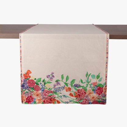 Runner de Mesa Algodão e Linho Flores MARIE - Gato Preto