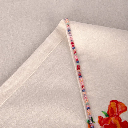 Runner de Mesa Algodão e Linho Flores MARIE - Gato Preto