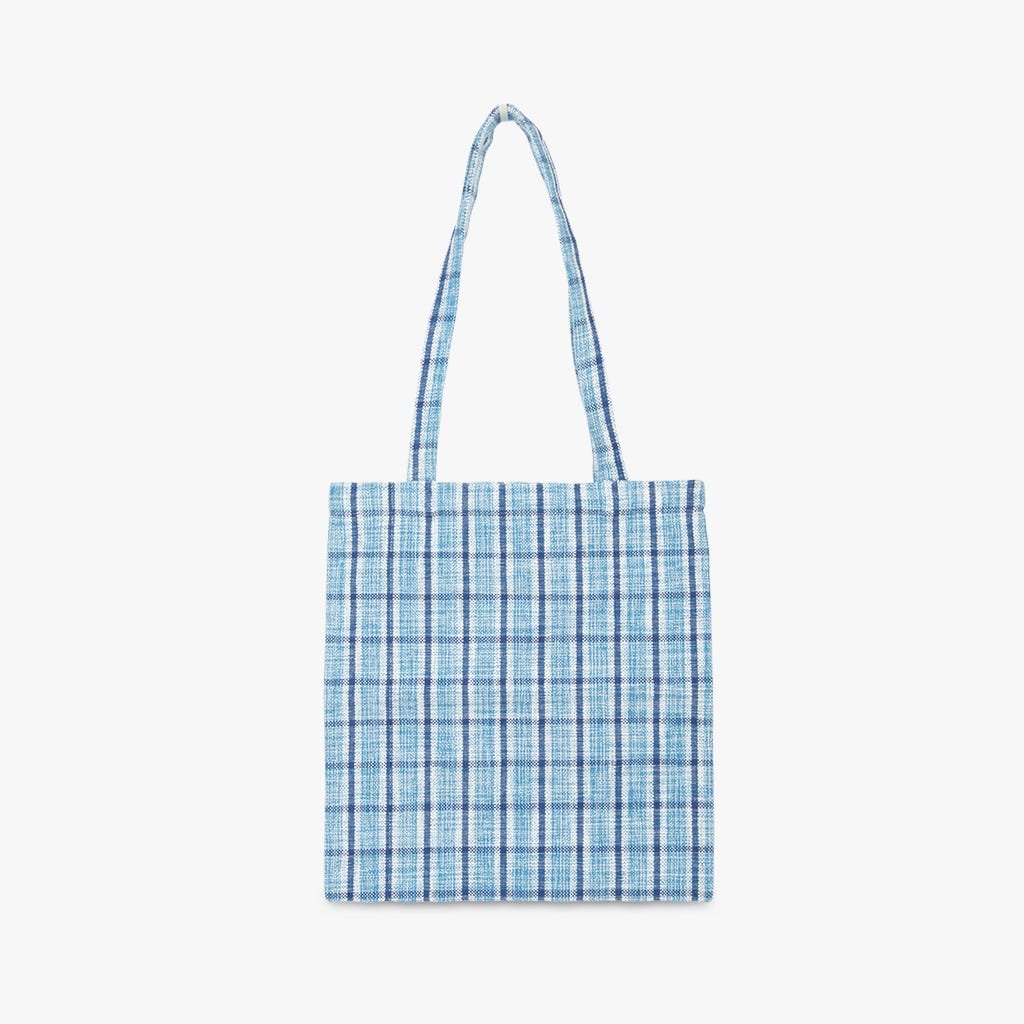 Saco de Algodão Xadrez Azul Escuro 35x38 RIA - Gato Preto