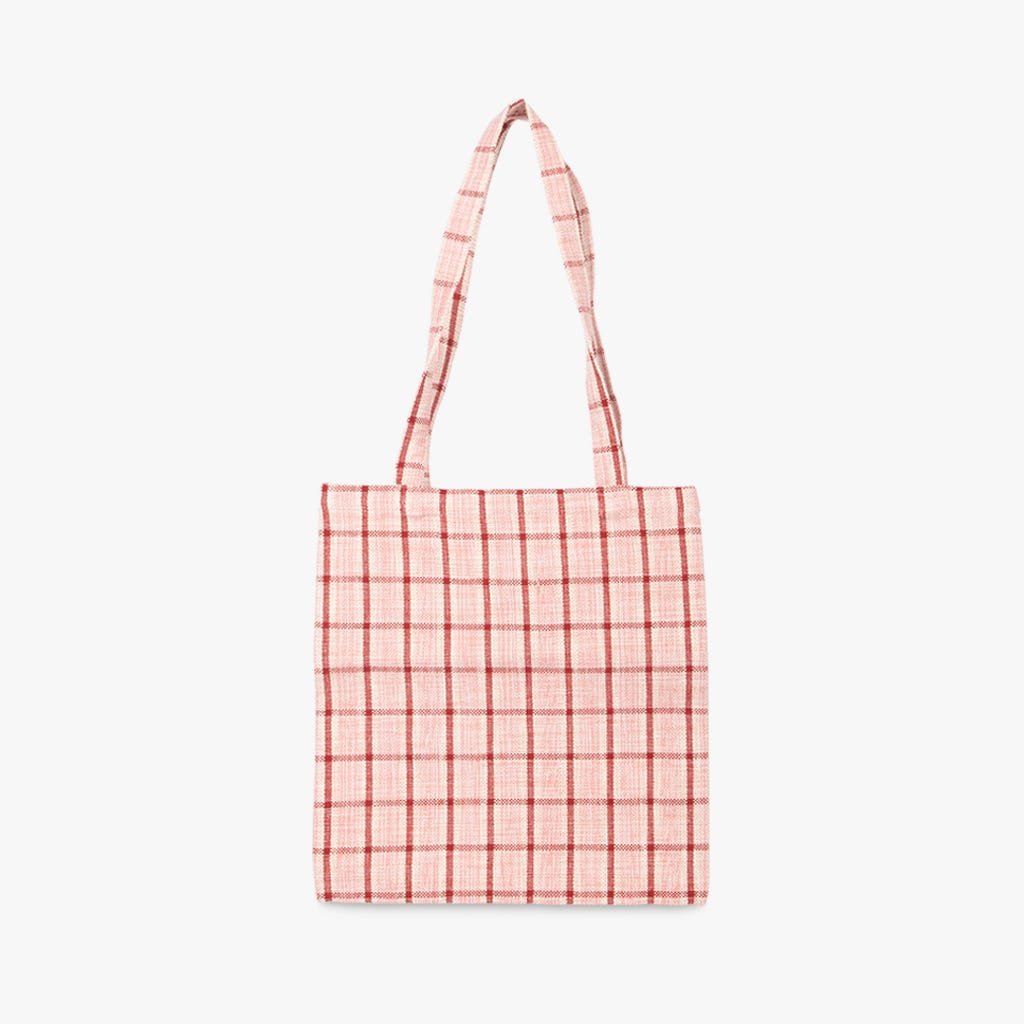 Saco de Algodão Xadrez Rosa e Vermelho 35x38 RIA - Gato Preto