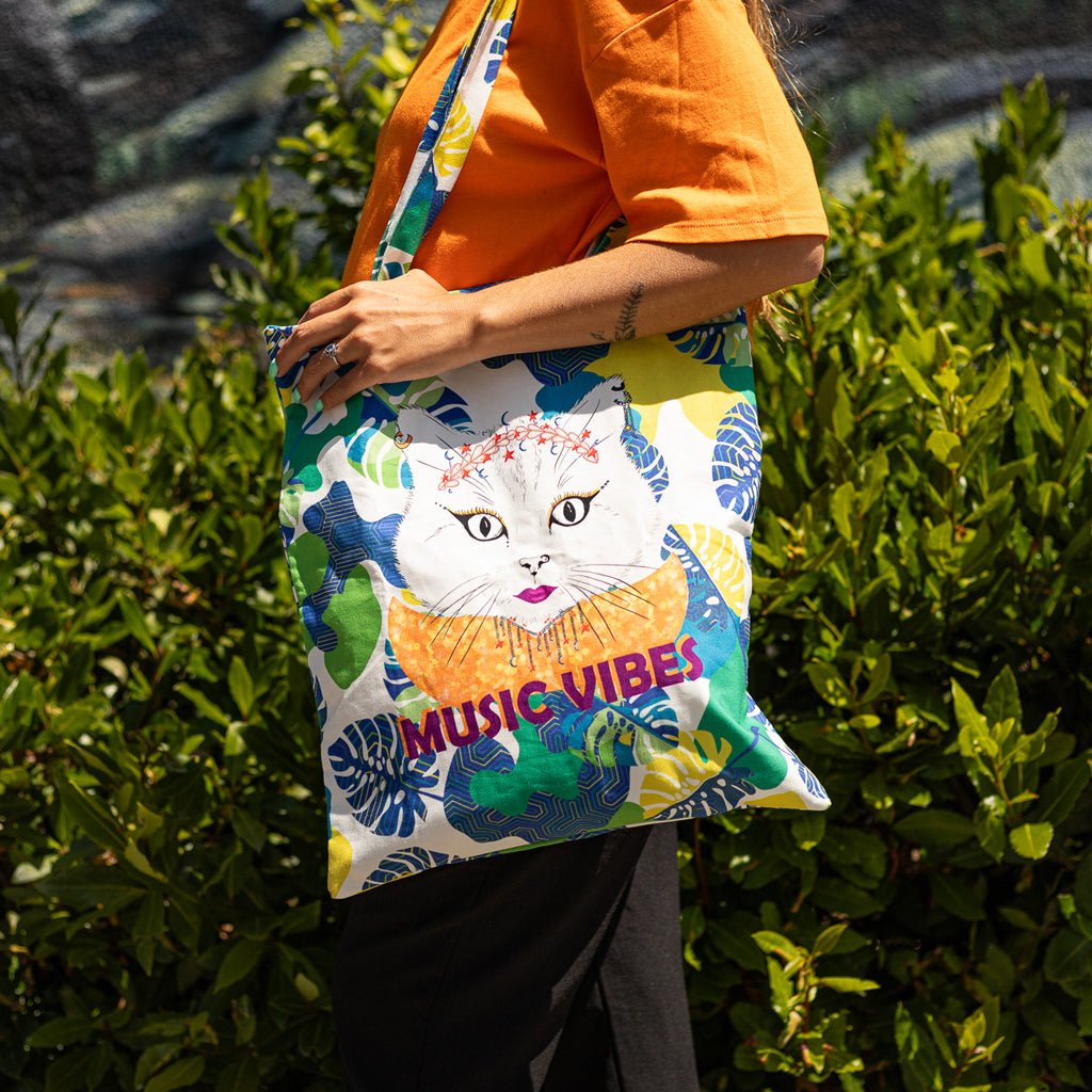 Saco de Pano Music Vibes GATOS DO ROCK - Gato Preto