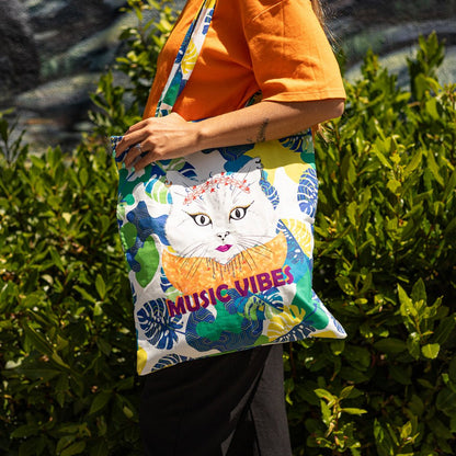 Saco de Pano Music Vibes GATOS DO ROCK - Gato Preto