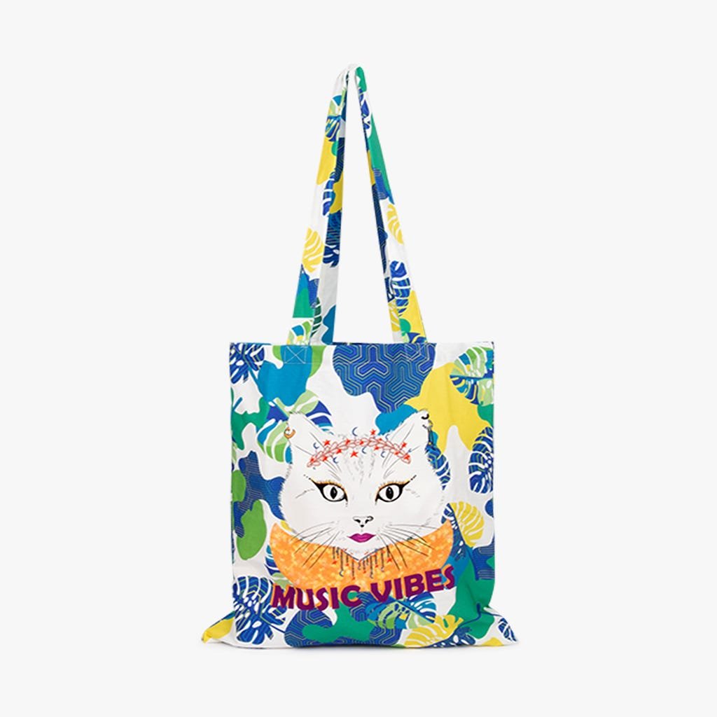 Saco de Pano Music Vibes GATOS DO ROCK - Gato Preto