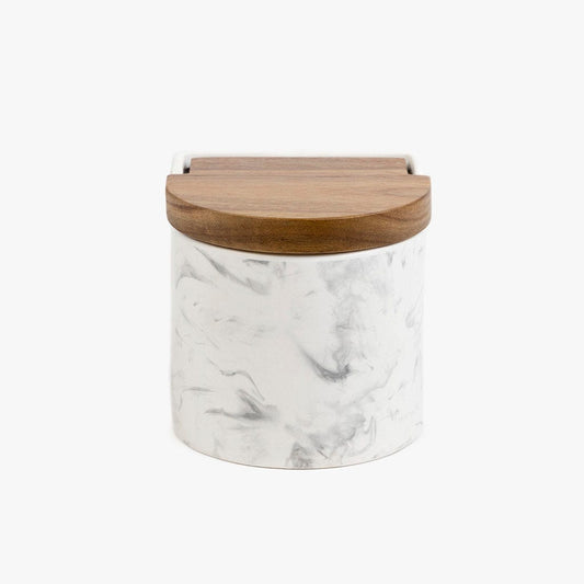 Saleiro de Cerâmica com Tampa de Acácia NEPAL - Gato Preto