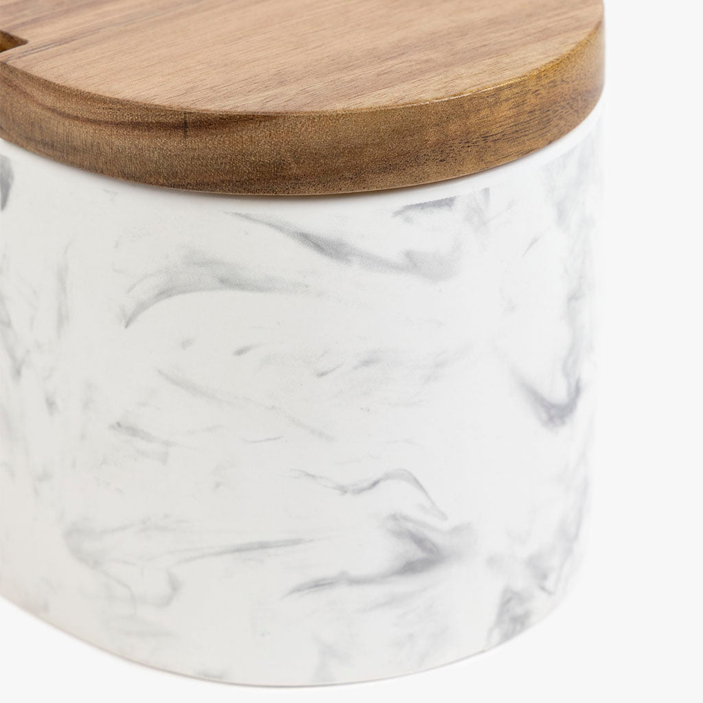 Saleiro de Cerâmica com Tampa de Acácia NEPAL - Gato Preto