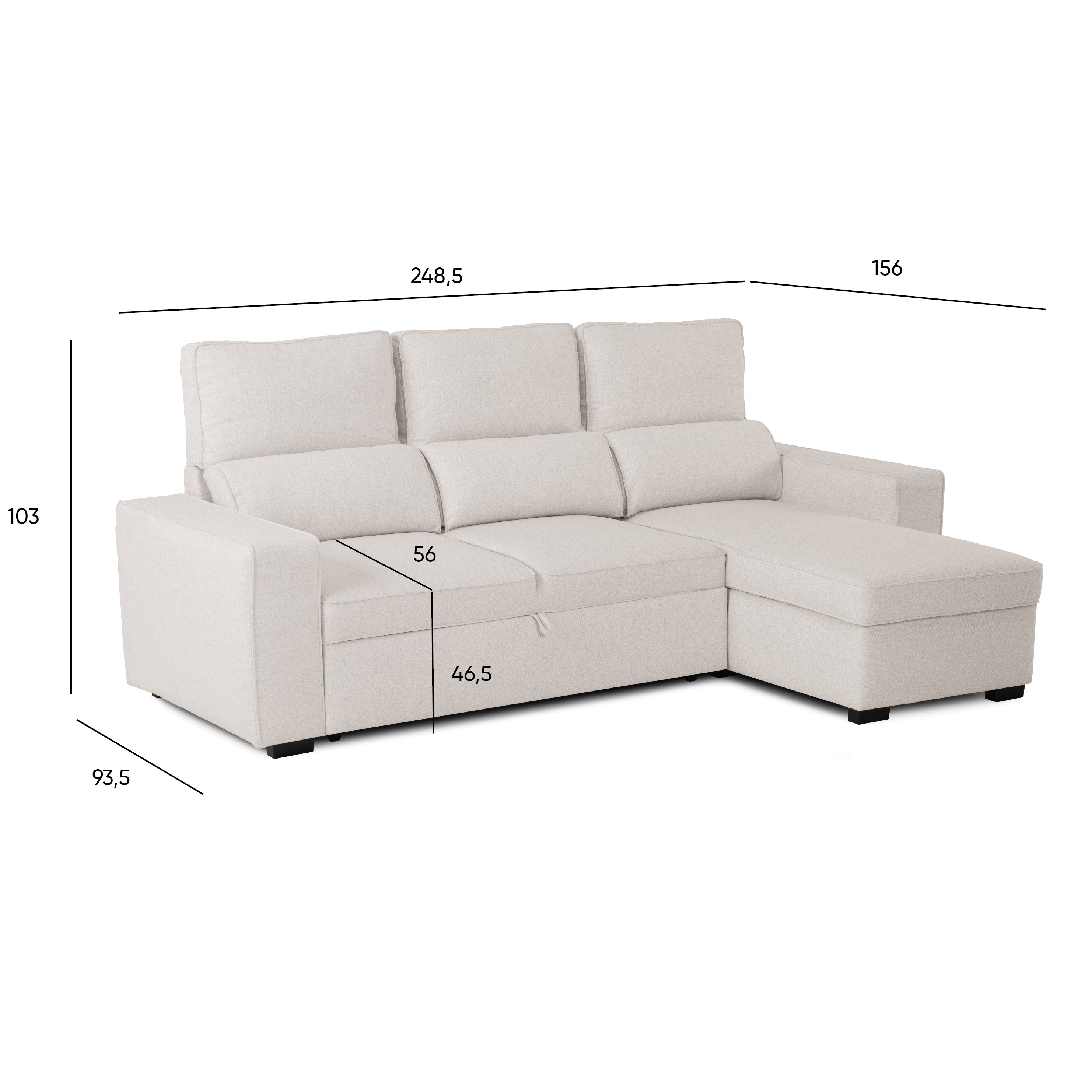 Sofá Cama com Chaise Longue SANDLER