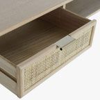 Secretária Madeira e Rattan Natural 120x42,5x78 NÓRDIS - Gato Preto