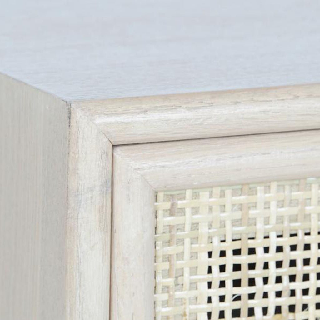 Secretária Madeira e Rattan Natural 120x42,5x78 NÓRDIS - Gato Preto