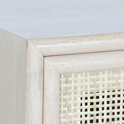 Secretária Madeira e Rattan Natural 120x42,5x78 NÓRDIS - Gato Preto