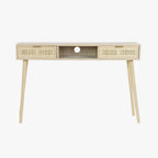 Secretária Madeira e Rattan Natural 120x42,5x78 NÓRDIS - Gato Preto