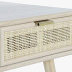 Secretária Madeira e Rattan Natural 120x42,5x78 NÓRDIS - Gato Preto