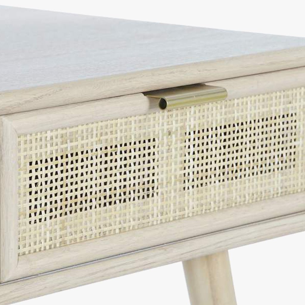 Secretária Madeira e Rattan Natural 120x42,5x78 NÓRDIS - Gato Preto