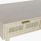 Secretária Madeira e Rattan Natural 120x42,5x78 NÓRDIS - Gato Preto