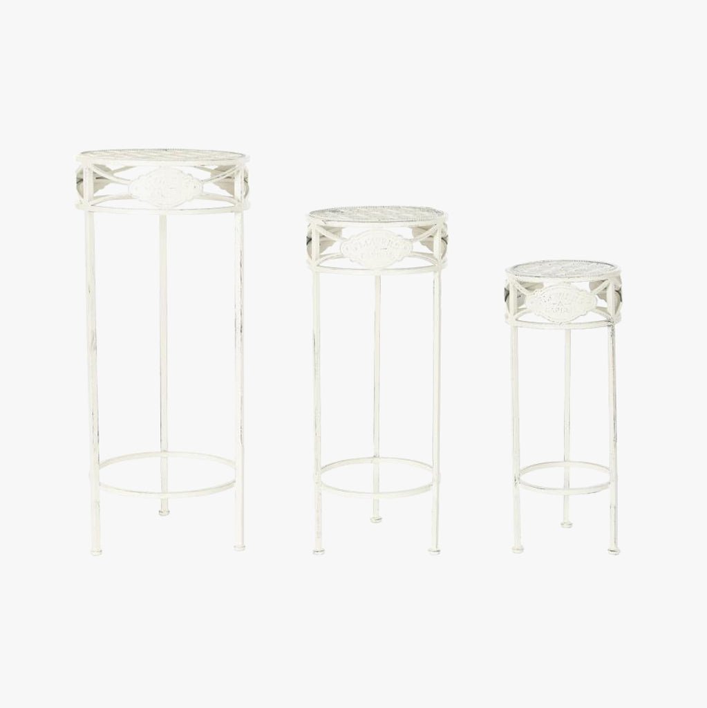 Set de 3 Mesas de Apoio de Exterior 30,5x30,5x70 cm | Romantic Garden - Gato Preto