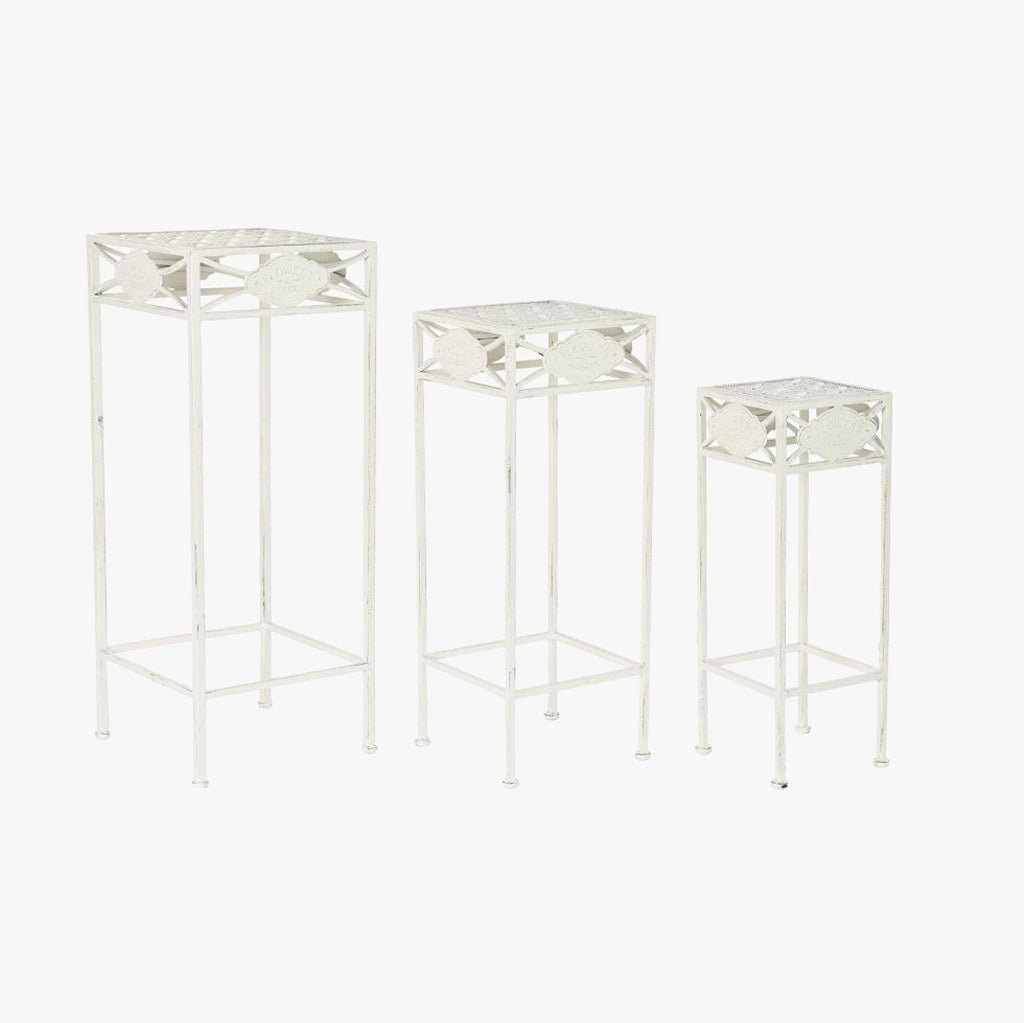 Set de 3 Mesas de Apoio de Exterior 30x30x70 cm | Romantic Garden - Gato Preto