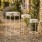 Set de 3 Mesas de Apoio de Exterior 30x30x70 cm | Romantic Garden - Gato Preto