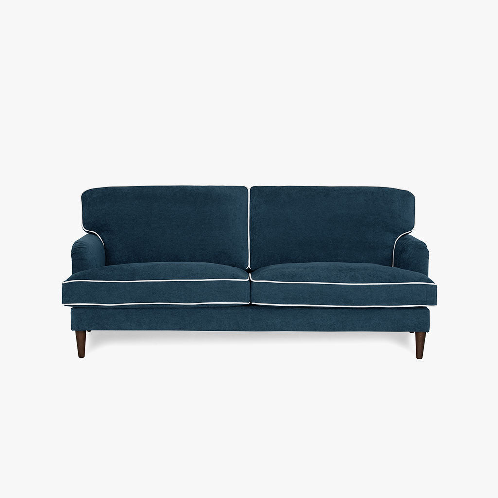 Sofá 3 Lugares Azul Escuro com perfis em Bege SPENCER - Gato Preto