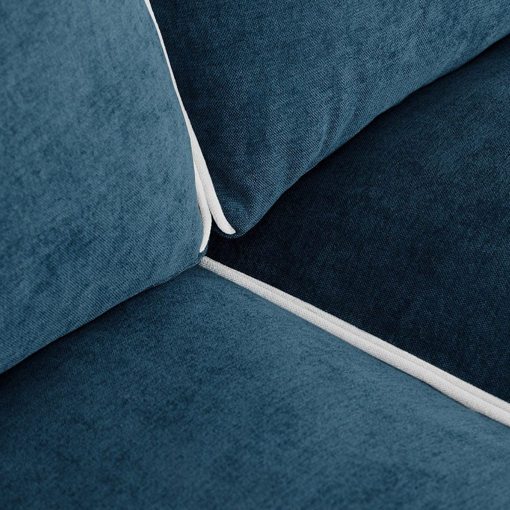 Sofá 3 Lugares Azul Escuro com perfis em Bege SPENCER - Gato Preto