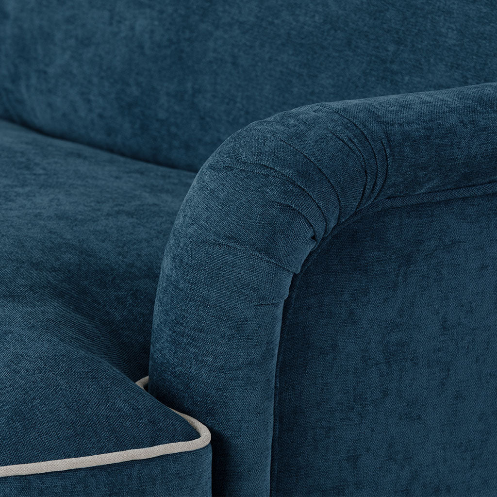 Sofá 3 Lugares Azul Escuro com perfis em Bege SPENCER - Gato Preto
