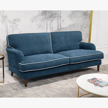 Sofá 3 Lugares Azul Escuro com perfis em Bege SPENCER - Gato Preto