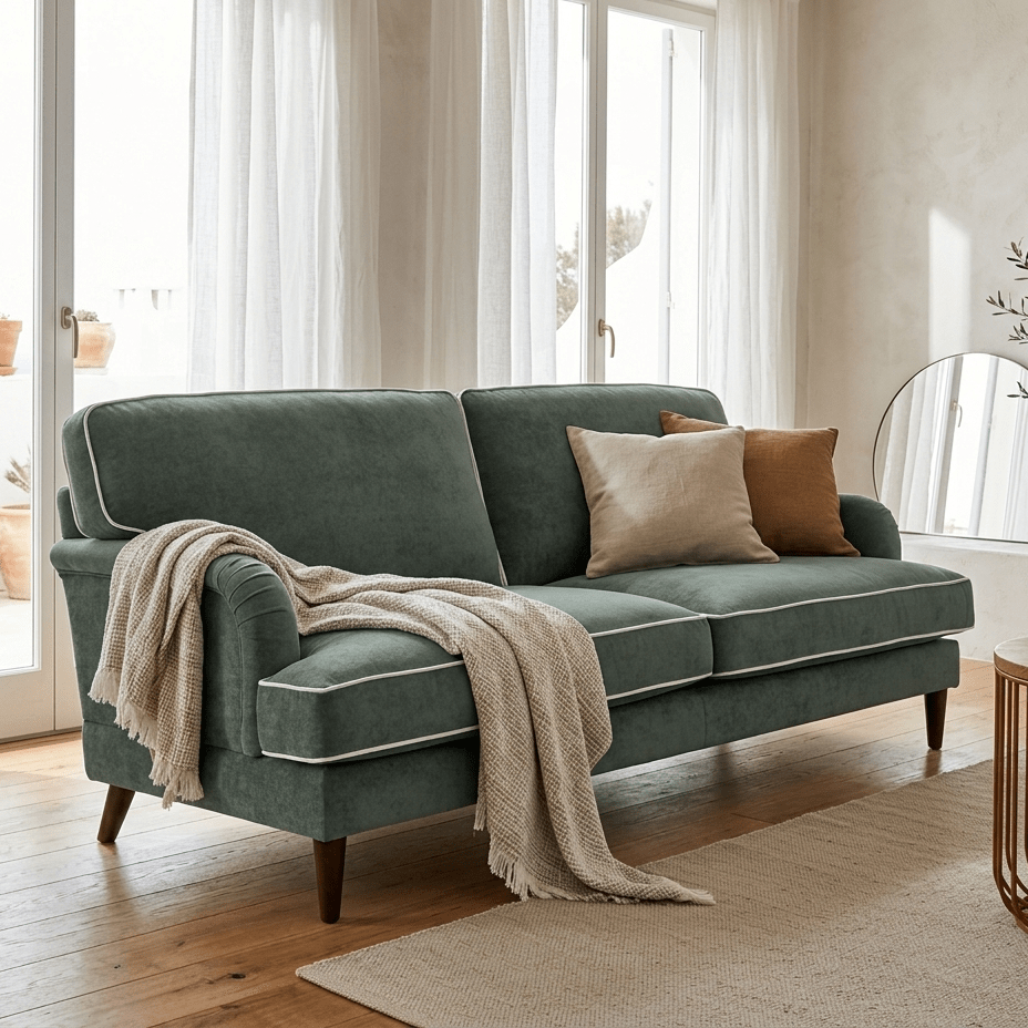 Sofá 3L Verde Bg 200x94x86 Spencer - Gato Preto