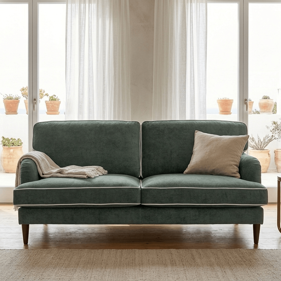 Sofá 3L Verde Bg 200x94x86 Spencer - Gato Preto