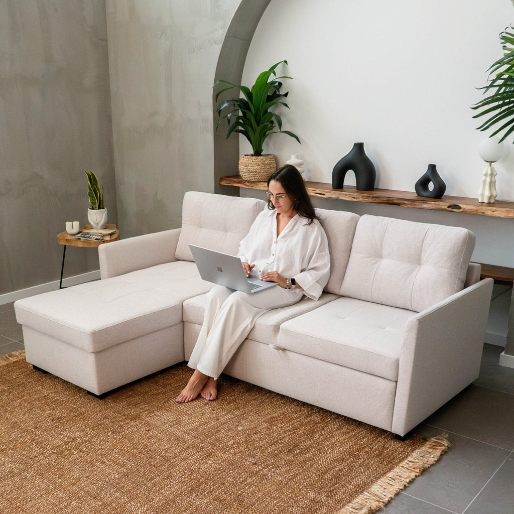 Sofá - cama 3 Lugares com chaise longue GOSLING - Gato Preto